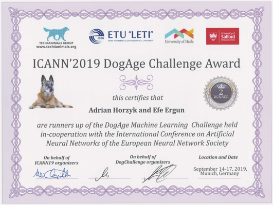 dogagechallenge award certified to adrian horzyk and efe ergun 2nd winner (234 kB)